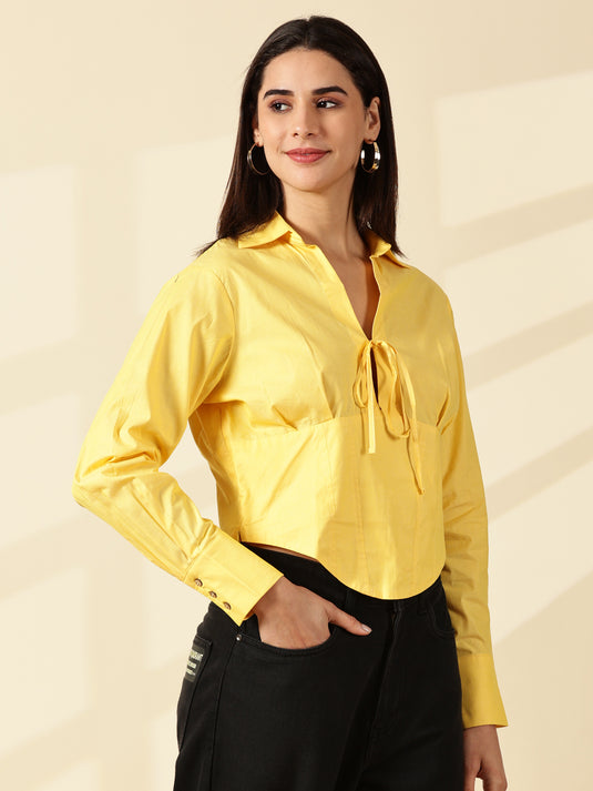 Butter yellow Spread Collar Shirt