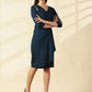 Teal Mandala Drape Business Dress