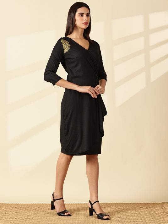 Black Mandala Workwear Dress