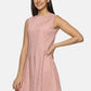 Pink polka dot Cotton sleeveless knee length Sheath Dress
