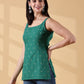 Kiyara Deep U-Back Cotton Kurti -GREEN