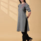 Indyvarna Anvi Cotton Embroidered Kurta – Slate Grey Bloom