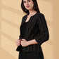 Midnight Classic Black Stripes-Open-Front Blazer-Handwoven Cotton  – Rekha Edit