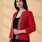 Festive Red Handwoven Cotton Open-Front Blazer – Rekha Edition
