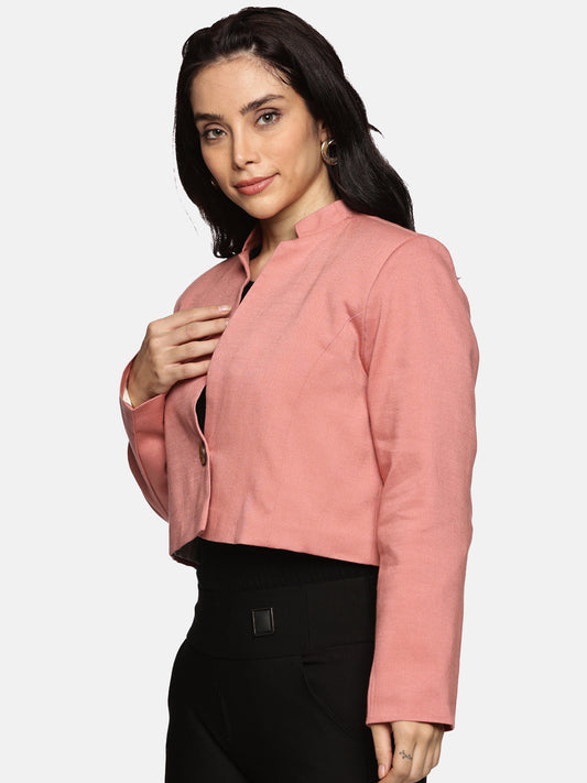 Crop Blazer-Baby Pink