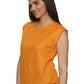 A beautiful picture of lady in Cotton Drop Shoulder Orange Top, womens workwear 