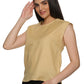 A beautiful picture of lady in Cotton Drop Shoulder Beige Top, womens workwear 