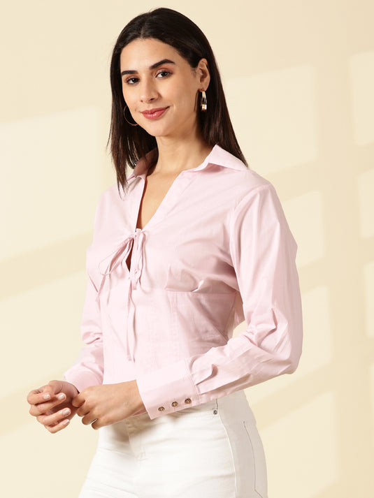 Baby Pink Spread Collar Shirt