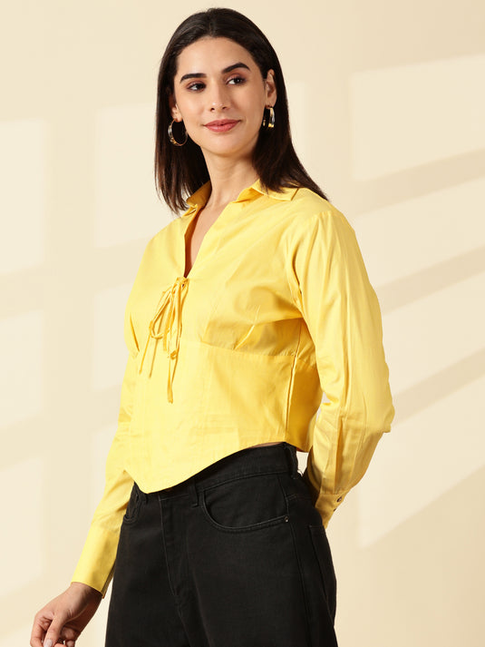 Butter yellow Spread Collar Shirt