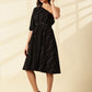 Selene One-Shoulder Black Midi Dress