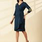 Teal Mandala Drape Business Dress