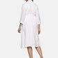 A Line Linen Button Lapel Dress-White