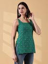 Kiyara Deep U-Back Cotton Kurti -GREEN
