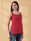 Kiyara Deep U-Back Cotton Kurti -RED