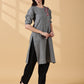 Indyvarna Anvi Cotton Embroidered Kurta – Slate Grey Bloom