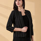 Midnight Classic Black Stripes-Open-Front Blazer-Handwoven Cotton  – Rekha Edit