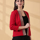 Festive Red Handwoven Cotton Open-Front Blazer – Rekha Edition