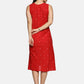 Polka Dot Handwoven A-Line Dress-Red