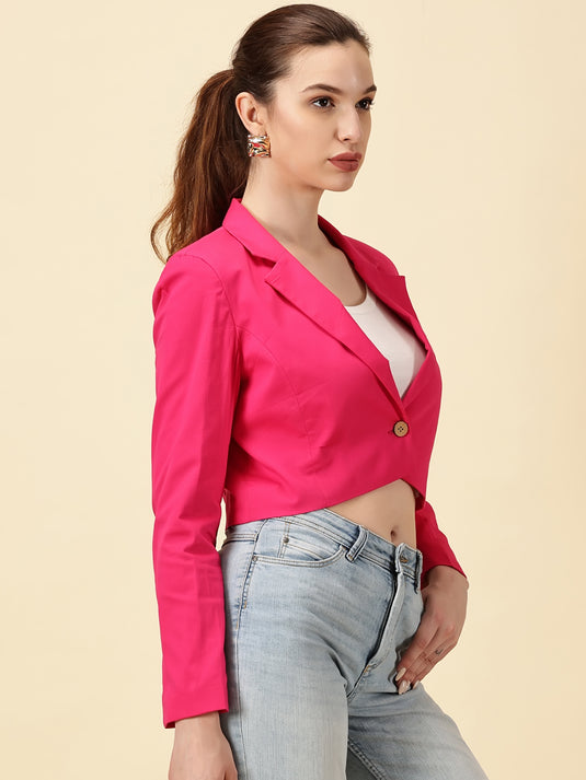 Fuchsia Cotton Crop Blazer Bold. Chic. Unapologetically You.