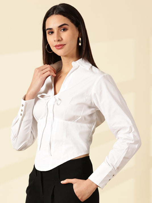 White Spread Collar Shirt