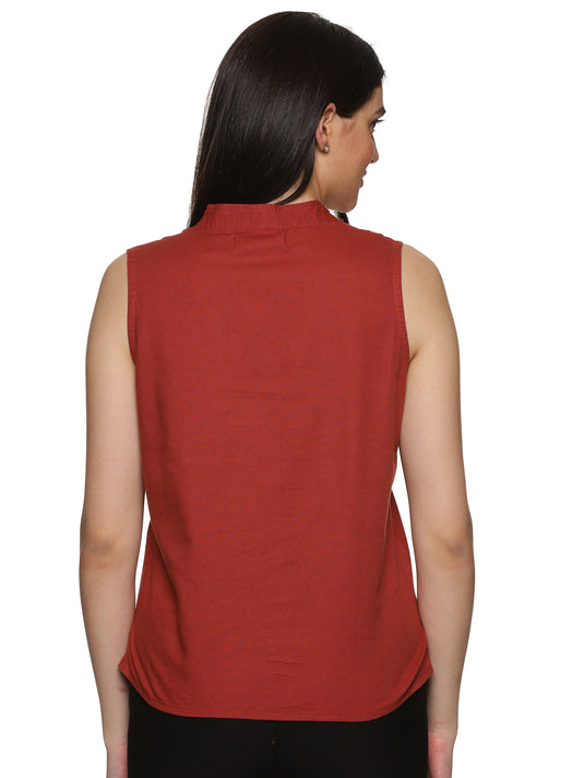 A back view of lady in Cotton Drop Shoulder vertical striped Top, womens workwear