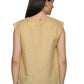 A back view of lady in Cotton Drop Shoulder Beige Top, womens workwear