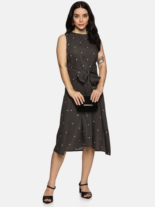 Polka Dot Print A-Line Dress