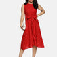 Polka Dot Handwoven A-Line Dress-Red