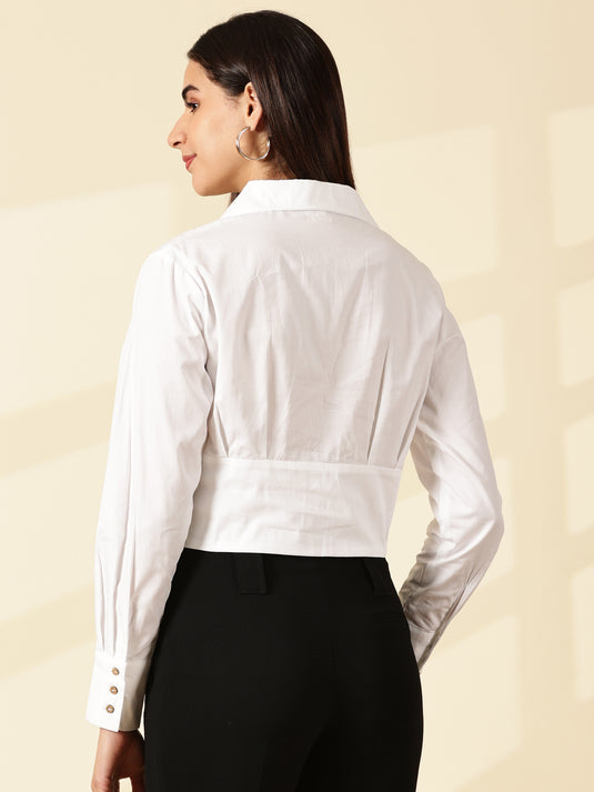 White Spread Collar Shirt