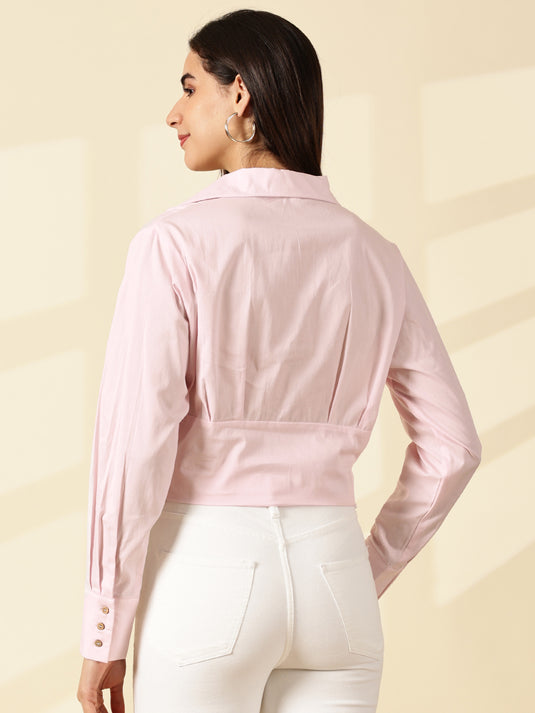 Baby Pink Spread Collar Shirt