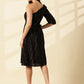 Selene One-Shoulder Black Midi Dress