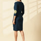 Teal Mandala Drape Business Dress