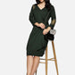 Cotton Lycra Wrap Dress-Olive Green