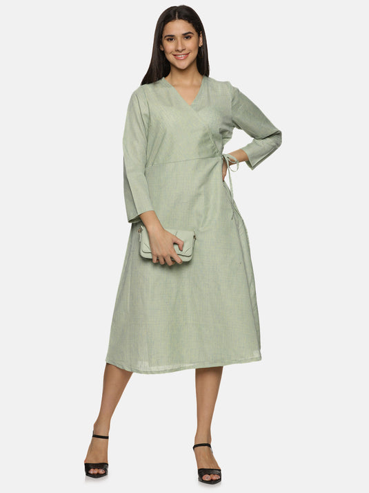 Mint Green  cotton Cotton Wrap Dress