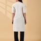Indyvarna Anvi Cotton Embroidered Kurta- Ivory Bloom