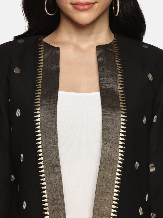 Printed Open-Front Blazer