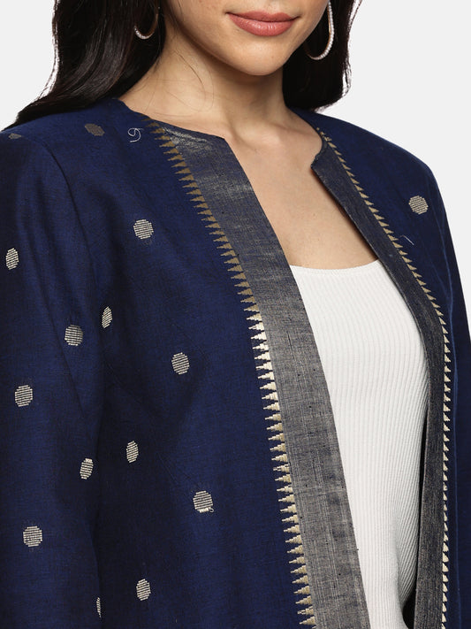 Open-Front Blazer-Blue