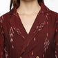 Shirt Collar A-Line Dress- Maroon
