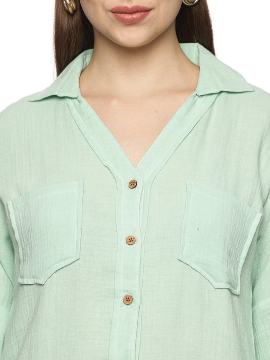 Mint Double Layered Trendy Cotton Top