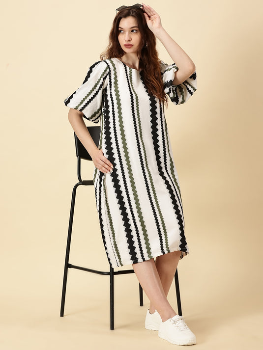 Cotton A-Line Midi Dress Handloom | Breathable Comfort | Everyday Style