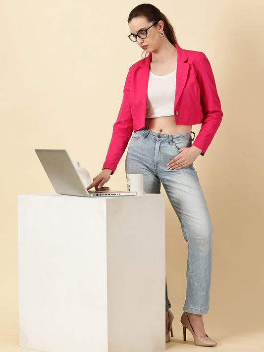Fuchsia Cotton Crop Blazer Bold. Chic. Unapologetically You.