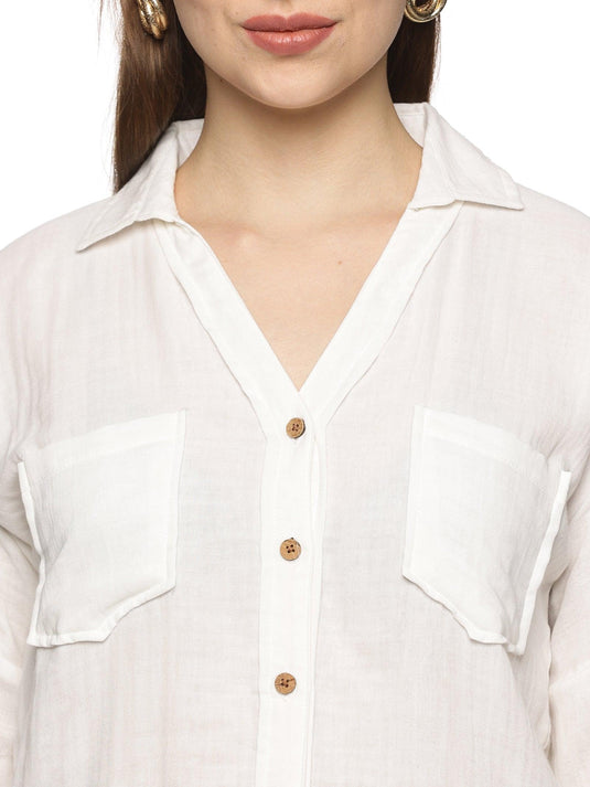 White Double Layered Trendy Cotton Top