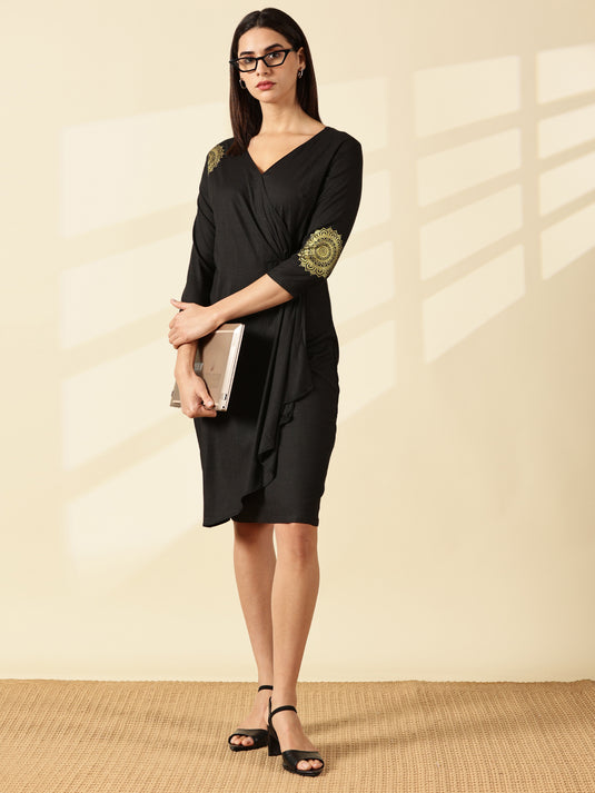 Black Mandala Workwear Dress