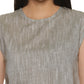A zoomed in view of lady in Cotton Drop Shoulder Khadi Grey Top, womens workwear 