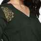 Cotton Lycra Wrap Dress-Olive Green