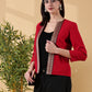 Festive Red Handwoven Cotton Open-Front Blazer – Rekha Edition
