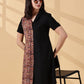 Kaya Half & Half Cotton Work Dress – Kalamkari & Black