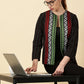 Handwoven Open Front Blazer – Red & Green Border Detail Heritage Weave. Bold Vibes.
