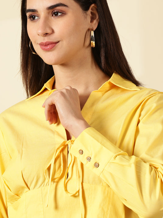 Butter yellow Spread Collar Shirt