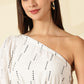 Selene One-Shoulder White Midi Dress